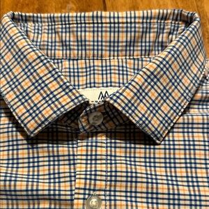 Mizzen+Main Blue and Orange Plaid Shirt